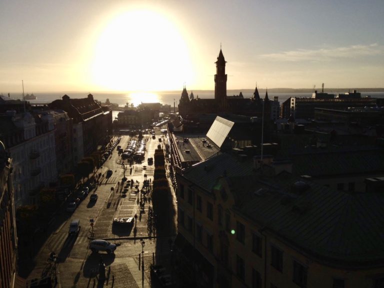 Solnedgång över Storatorget Hbg